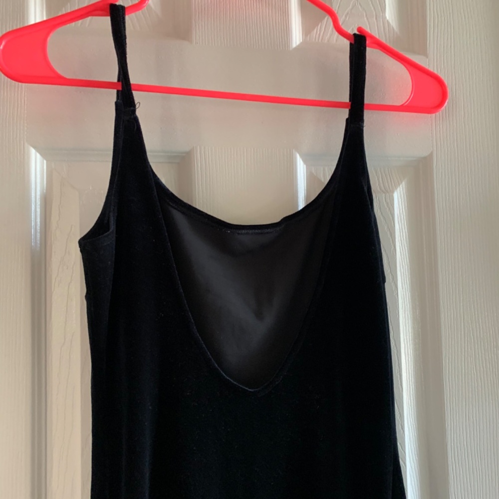 Vintage Black Stretch Velvet Long Dress with Low Back Stitched Beading Size 6 - Picture 3 of 5